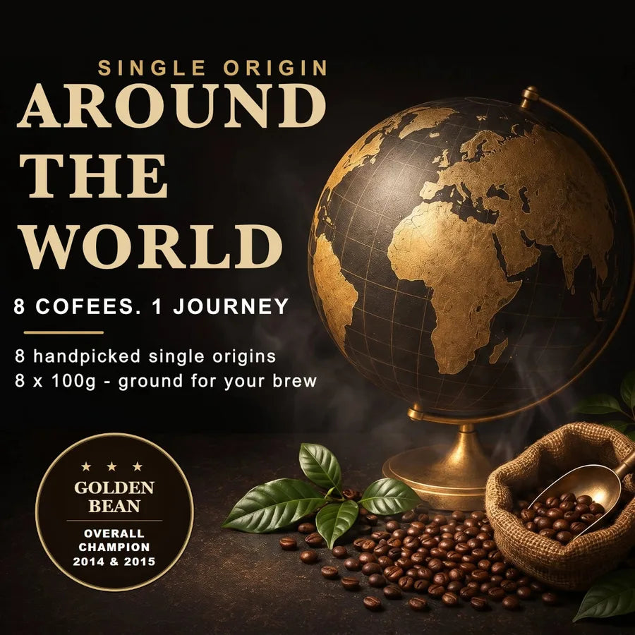 Around the World Taster Bundle &mdash; eight single-origin pouches.