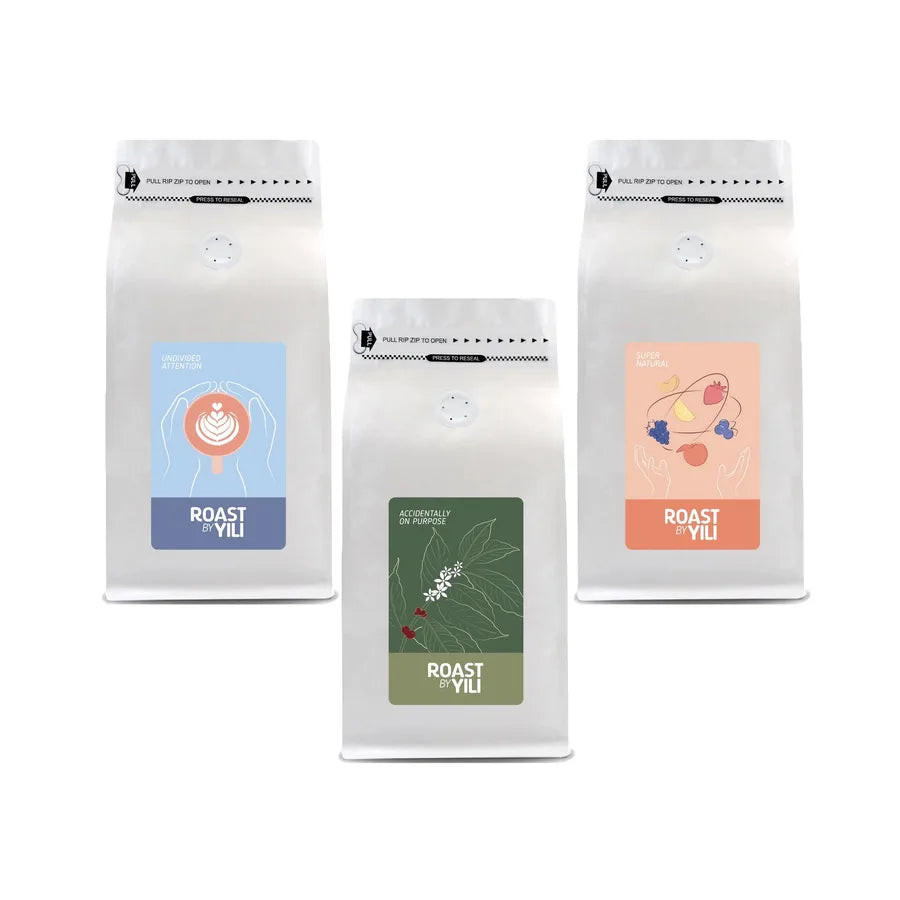 Family Trio Bundle &mdash; three Roast By Yili bags boxed together.