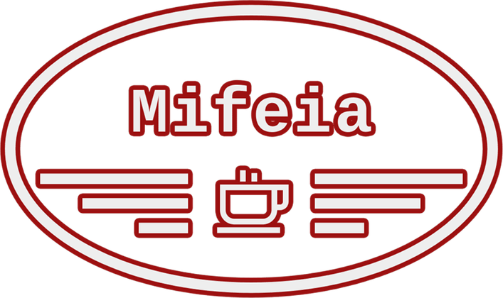 Mifeia logo &mdash; a red oval with a coffee cup.
